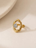 Luna Ripple Zircon Ring- Elegant Irregular Design Stainless Steel Ring for Women - Zoene Jewels