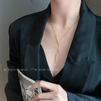 Minimal Y Drop Necklace - Zoene Jewels