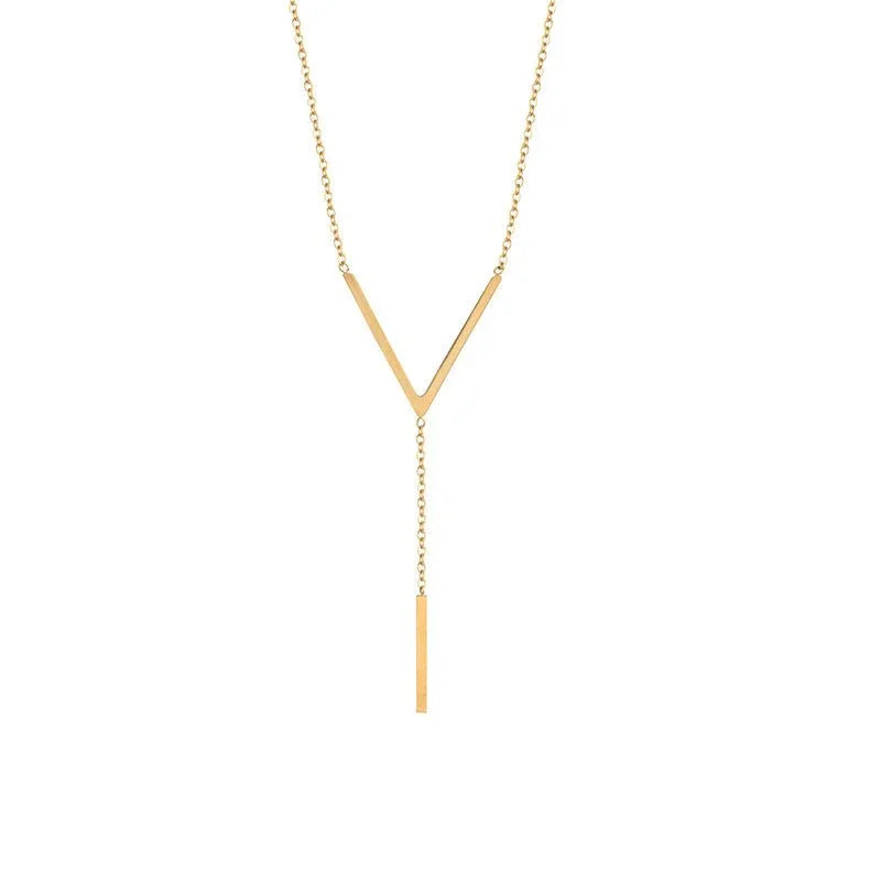 Minimal Y Drop Necklace - Zoene Jewels