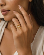 Nova Ripple Zircon Ring ; Embedded Zirconia – Elegant Irregular Design Ring for Women - Zoene Jewels