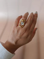 Nova Ripple Zircon Ring ; Embedded Zirconia – Elegant Irregular Design Ring for Women - Zoene Jewels