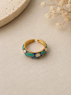 Ocean Pebble Ring – Blue Enamel Statement Ring in 18K Gold Plated Stainless Steel - Zoene Jewels