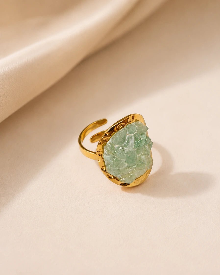 Reef Gravel Ring – 18K Gold Plated Adjustable - Zoene Jewels