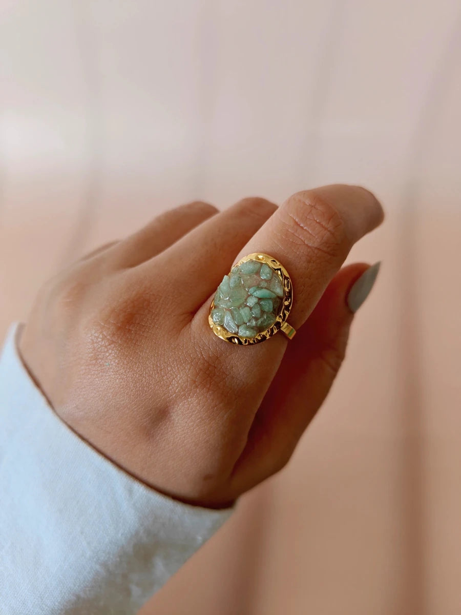 Reef Gravel Ring – 18K Gold Plated Adjustable - Zoene Jewels