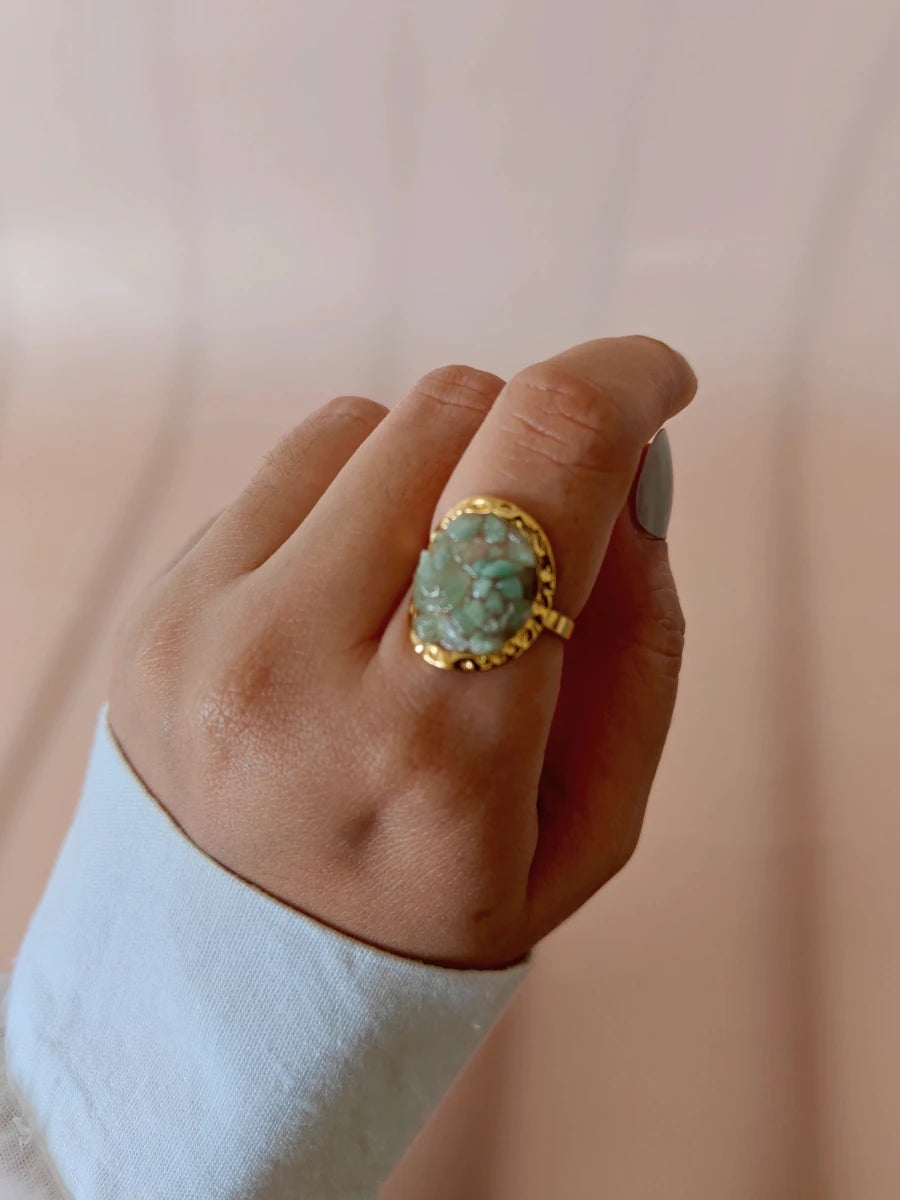 Reef Gravel Ring – 18K Gold Plated Adjustable - Zoene Jewels