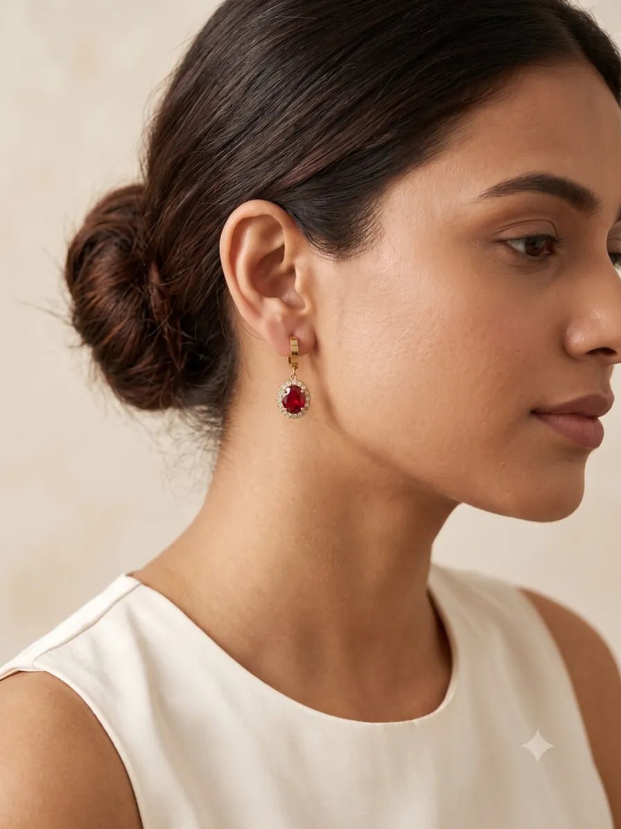 Scarlet Halo Drop Earrings - Zoene Jewels