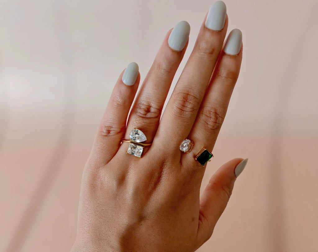 Two Stone Pear Cut Ring - Zoene Jewels