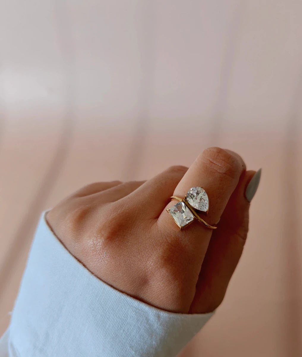 Two Stone Pear Cut Ring - Zoene Jewels