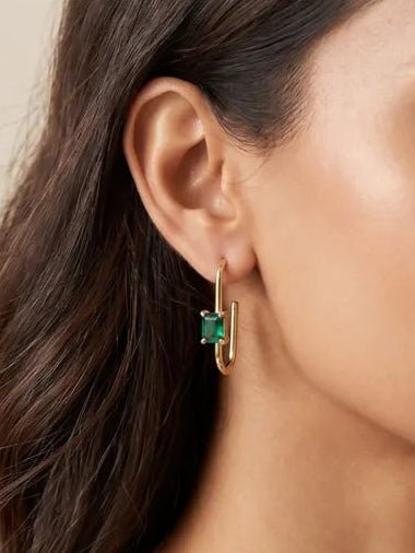 Two Tone Square Zircon 18K Gold Plated Stud Earrings - Zoene Jewels