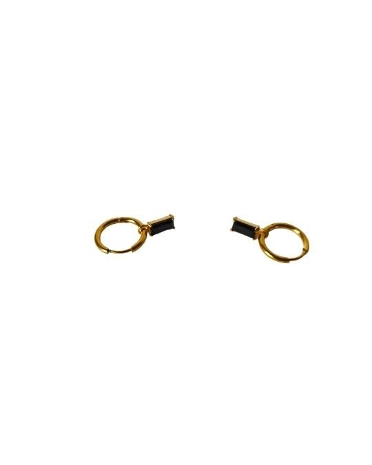 Two-Tone Square Zircon Stud Earrings — 18K Gold Plated - Zoene Jewels