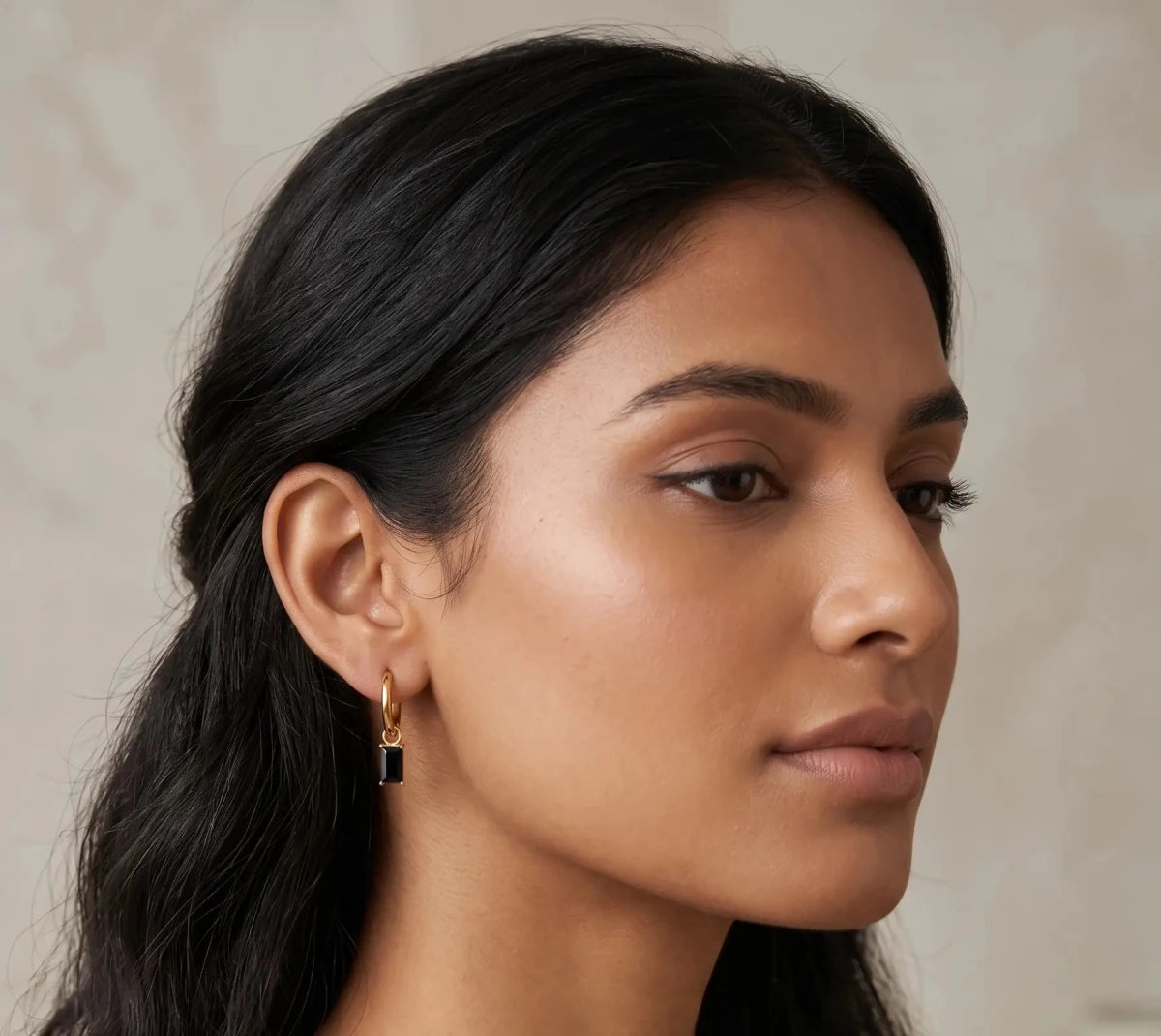 Two-Tone Square Zircon Stud Earrings — 18K Gold Plated - Zoene Jewels