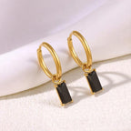 Two-Tone Square Zircon Stud Earrings — 18K Gold Plated - Zoene Jewels