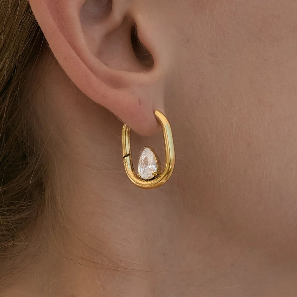 Water Droplet Zircon Earrings — 18K Gold Plated - Zoene Jewels