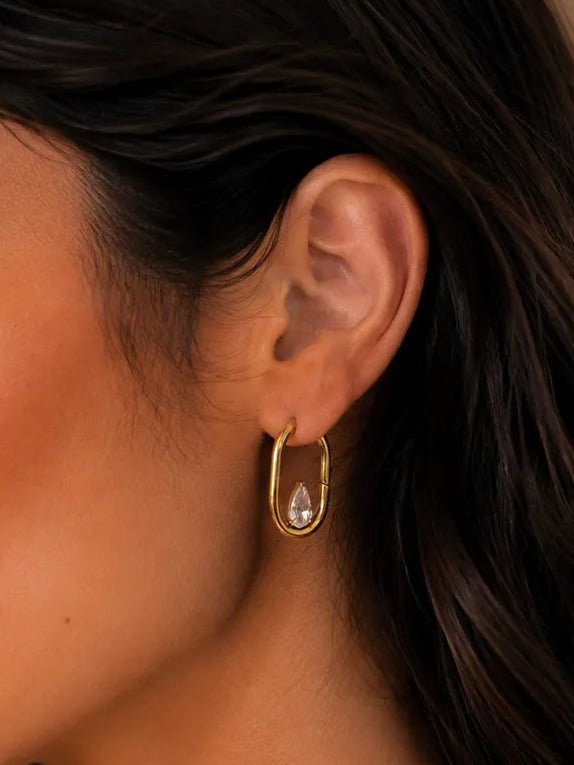 Water Droplet Zircon Earrings — 18K Gold Plated - Zoene Jewels