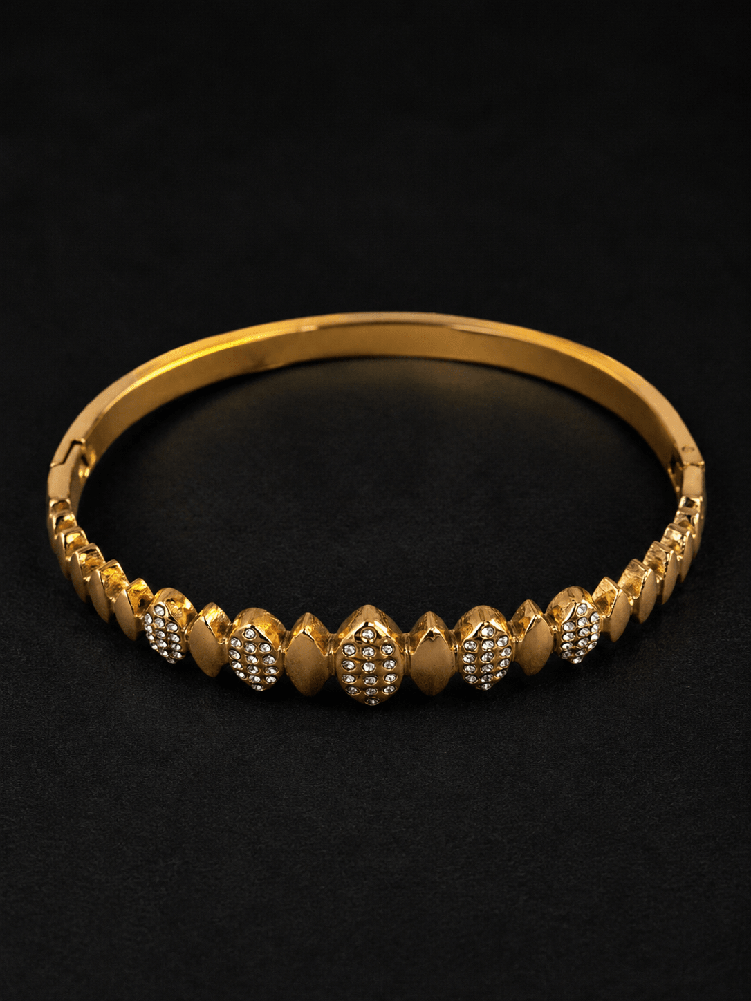 Women's 18K Gold Plated Geometric Zircon Bangle – Luxury Stainless Steel Bracelet - Zoene Jewels